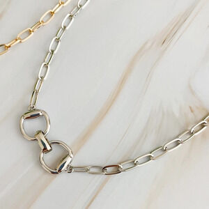 Equestrian Horse Bit Pendant Necklace Silver